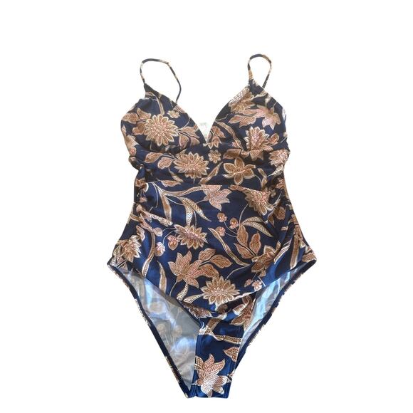 Cupshe Other - Floral Swimsuit Womens Large Blue Pink One Piece Bathing Suit Adjustable Straps
